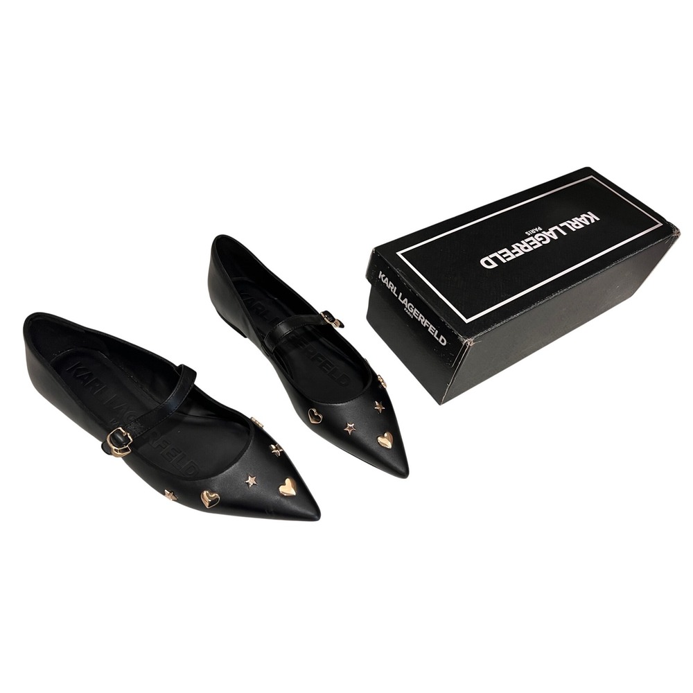 Karl Lagerfeld Paris Black Veyda li Mary Jane Flats Shoes Size 9 $129 NIB - Picture 6 of 10